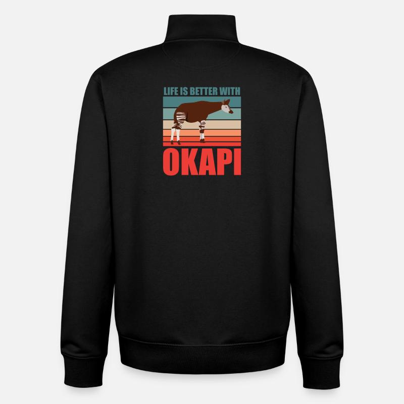Okapi im Einklang mit der Natur - Unisex Organic Zip Sweatshirt von Stanley/Stella - Schwarz