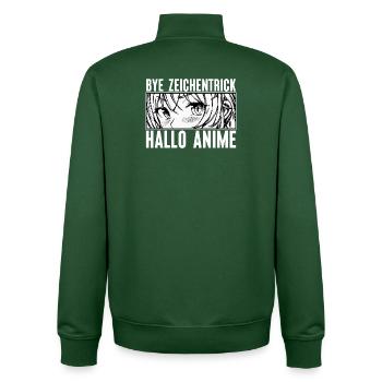 Anime Cartoon Comic Statement Japanese Manga - Unisex Organic Zip Sweatshirt by Stanley/Stella - bottle green - Back - AI Model Male 185 dark (185cm)