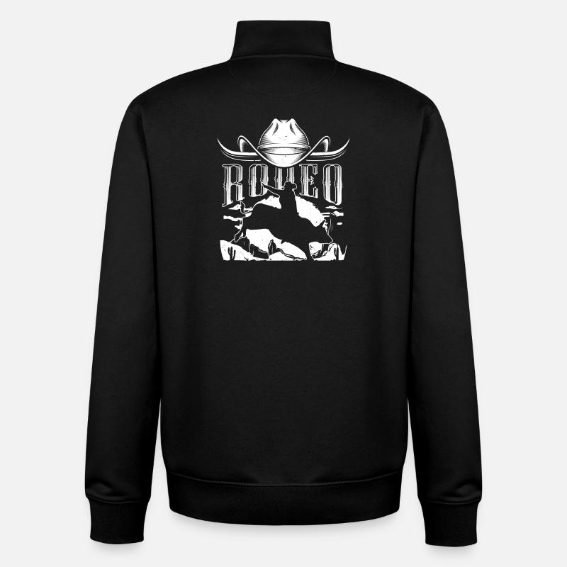 Rodeo Silhouette Bull Rider - Unisex Organic Zip Sweatshirt by Stanley/Stella - black