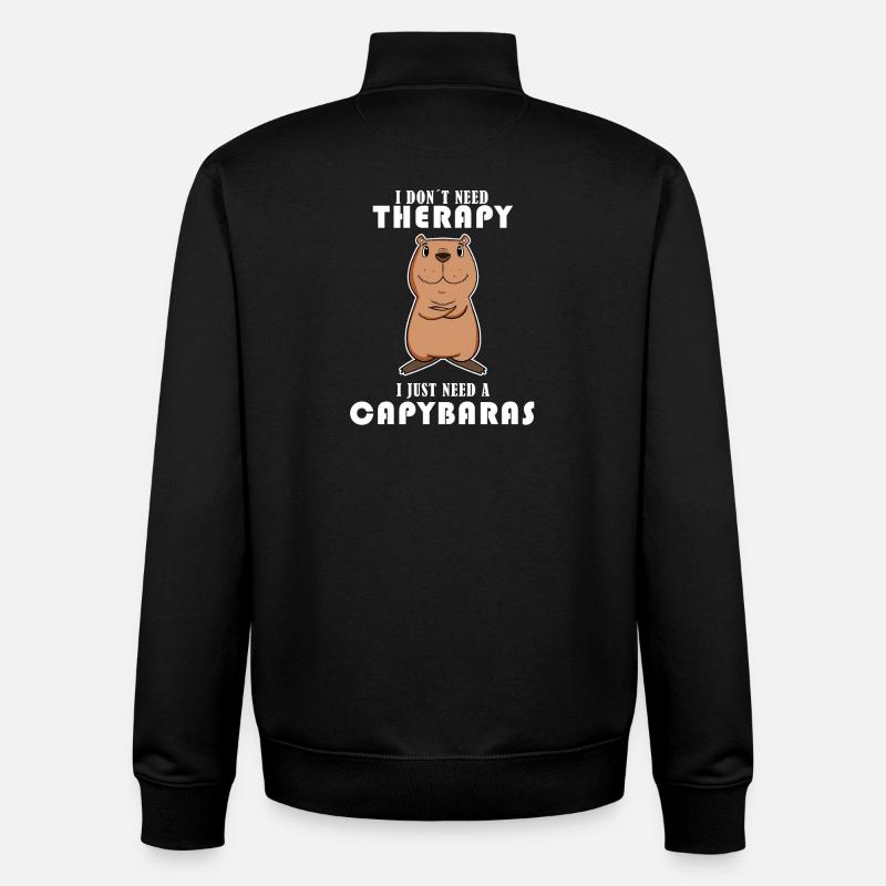 Capybara Wasserschwein Capybaras - Sweat zippé unisexe en coton bio Stanley/Stella - noir