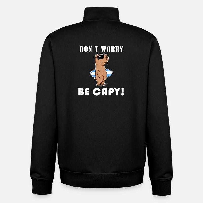 Capybara Wasserschwein Capybaras - Sweat zippé unisexe en coton bio Stanley/Stella - noir
