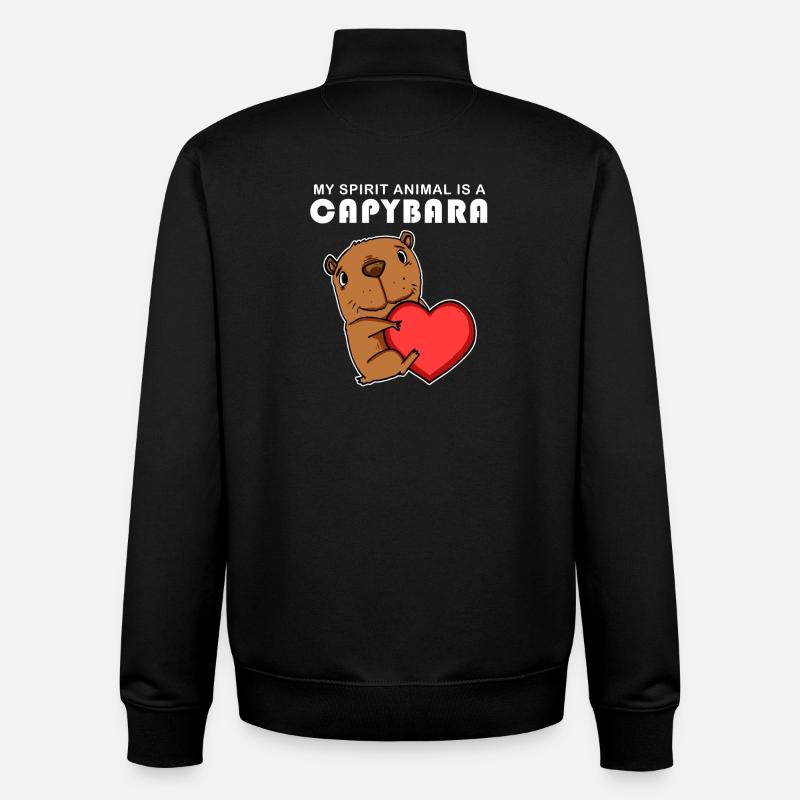 Capybara Wasserschwein Capybaras - Sweat zippé unisexe en coton bio Stanley/Stella - noir
