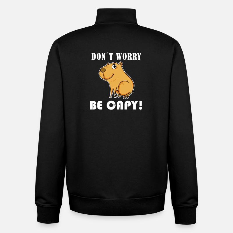 Capybara Wasserschwein Capybaras - Sweat zippé unisexe en coton bio Stanley/Stella - noir