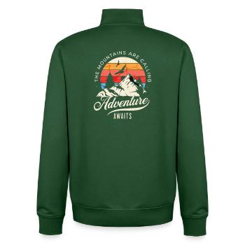 mountain, hiking, adventurer - Unisex Organic Zip Sweatshirt by Stanley/Stella - bottle green - Back - AI Model Male 185 dark (185cm)