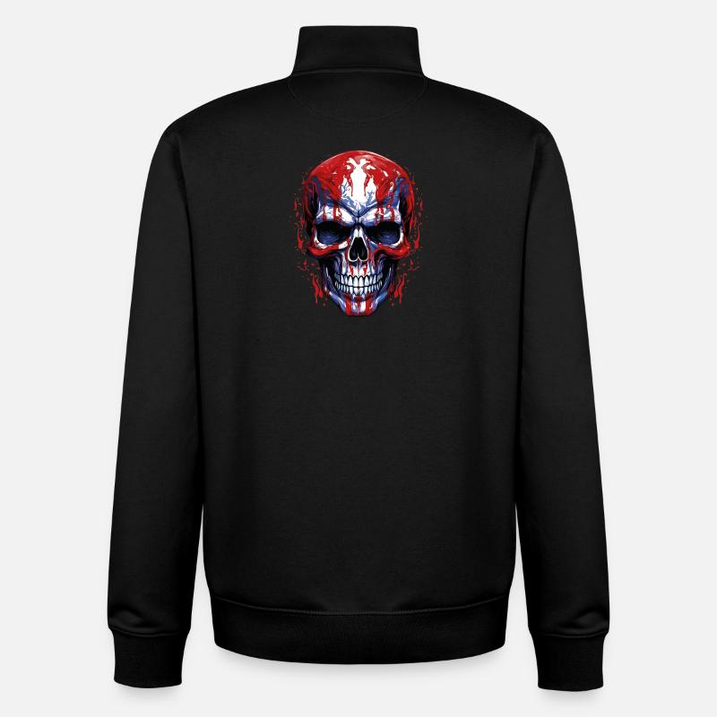 Flags Skull Graphic - Unisex Organic Zip Sweatshirt by Stanley/Stella - black