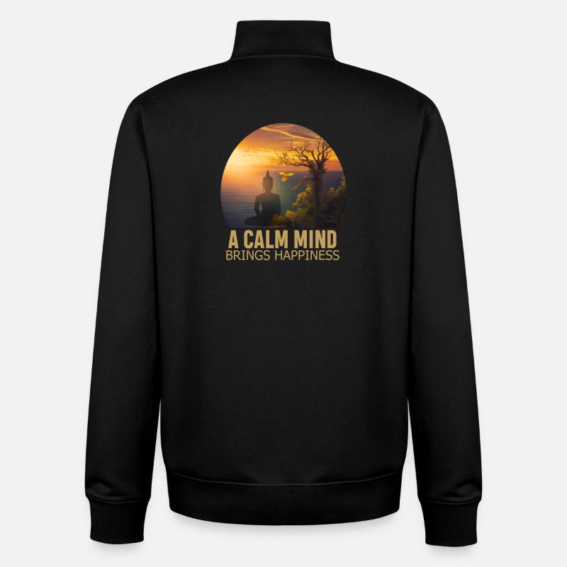 Ein ruhiger Geist bringt Glück - Unisex Organic Zip Sweatshirt von Stanley/Stella - Schwarz