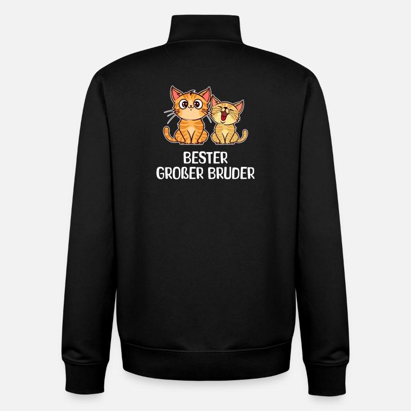 Geschwisterliebe Bro Katze Statement Großer Bruder - Unisex Organic Zip Sweatshirt von Stanley/Stella - Schwarz