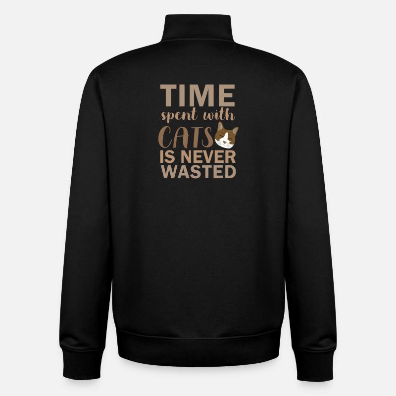 Time spent with cats - Unisex Organic Zip Sweatshirt by Stanley/Stella - black
