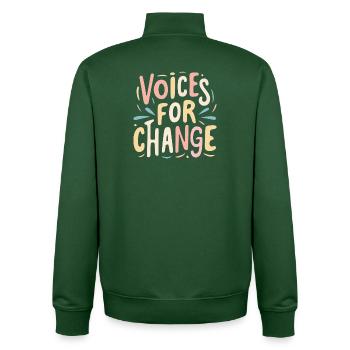 Voix pour le changement Paix Amour Guerre mondiale de paix - Sweat zippé unisexe en coton bio Stanley/Stella - vert bouteille - Dos - AI Model Male 185 dark (185cm)