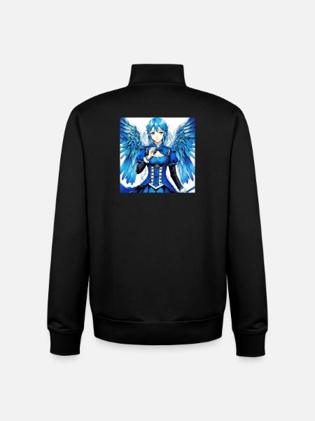 Blauer Engelsflügel Comic-Stil Print - Unisex Organic Zip Sweatshirt von Stanley/Stella - Schwarz