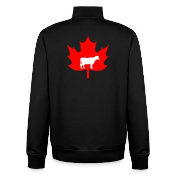 Logo de la vache feuille d’érable du Canada - Sweat zippé unisexe en coton bio Stanley/Stella - noir - Dos - AI Model Male 185 light (185cm)
