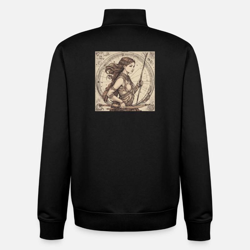 Zodiaque Sagittaire - Sweat zippé unisexe en coton bio Stanley/Stella - noir