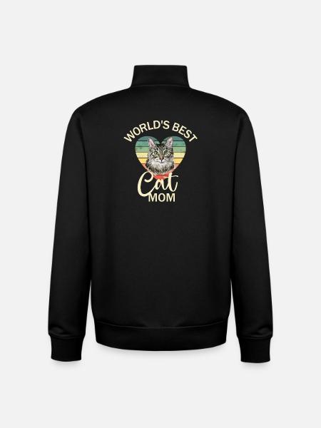 Maman chat chat - Sweat zippé unisexe en coton bio Stanley/Stella - noir