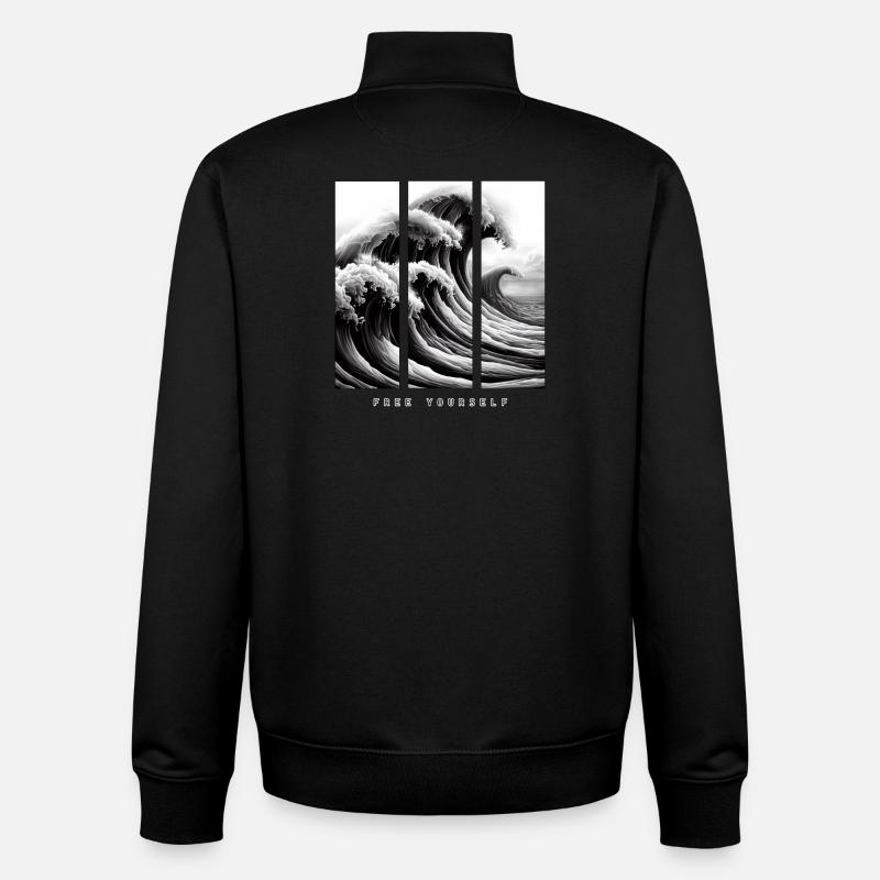 Great Wave - Libérez-vous - Sweat zippé unisexe en coton bio Stanley/Stella - noir