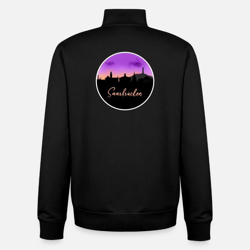 Saarbrücken Fineline Skyline - Sweat zippé unisexe en coton bio Stanley/Stella - noir
