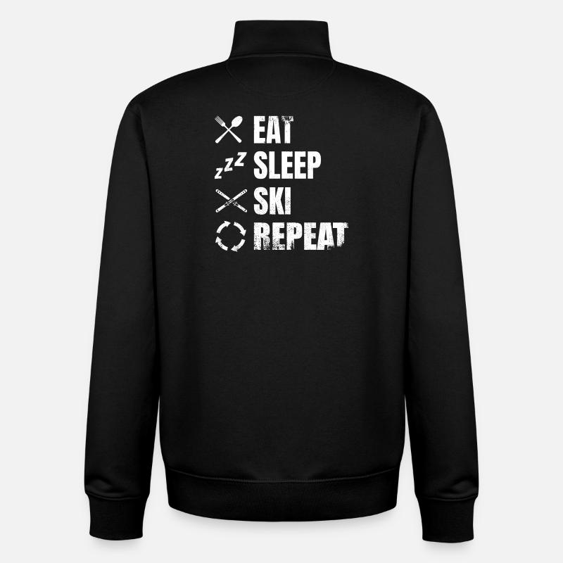 Drôle de skieur - Sweat zippé unisexe en coton bio Stanley/Stella - noir