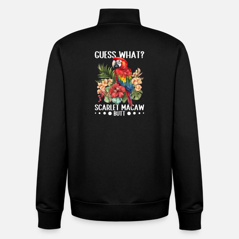 Devinez quoi ? Mouton d'ara écarlate - Sweat zippé unisexe en coton bio Stanley/Stella - noir