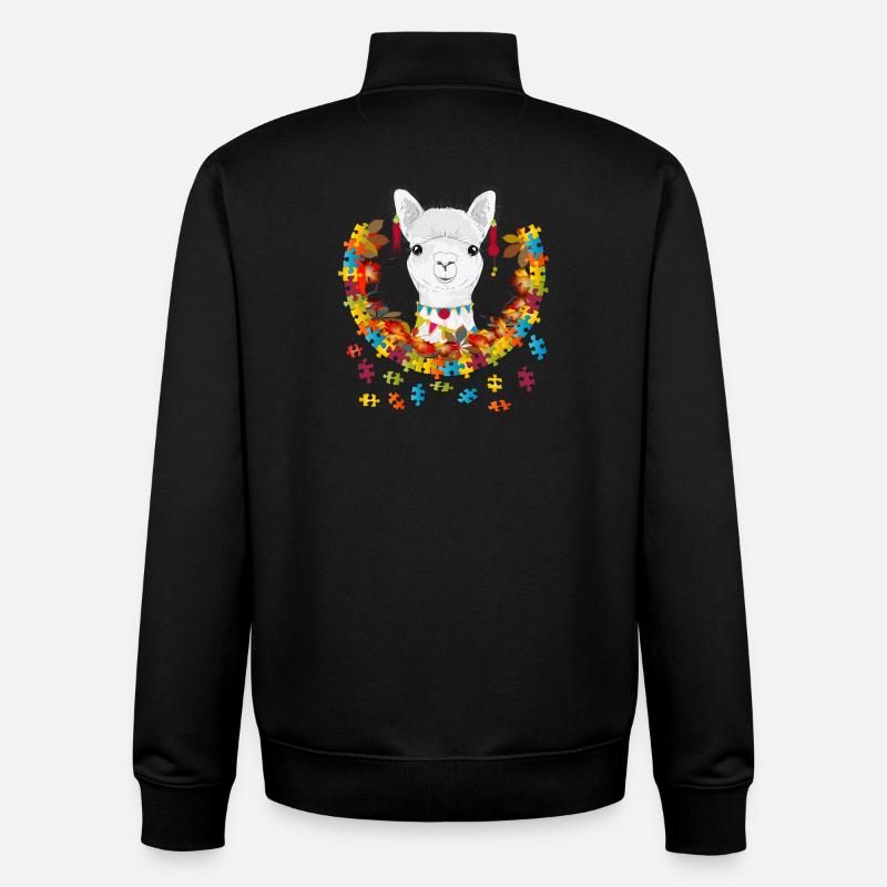 geschmücktes Alpaka im herbstlichen Rahmen - Unisex Organic Zip Sweatshirt von Stanley/Stella - Schwarz