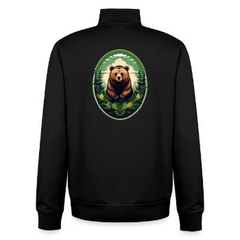 Ours brun - Sweat zippé unisexe en coton bio Stanley/Stella - noir - Dos - AI Model Male 185 light (185cm)