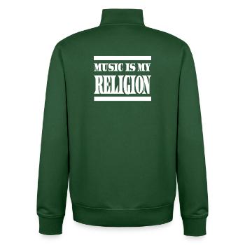 Musique Religion - Sweat zippé unisexe en coton bio Stanley/Stella - vert bouteille - Dos - AI Model Male 185 dark (185cm)