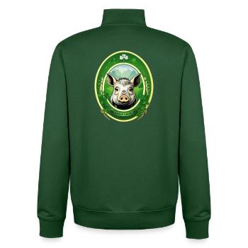 Glücksschwein mit Kleeblätter - Unisex Organic Zip Sweatshirt von Stanley/Stella - Flaschengrün - Hinten - AI Model Male 185 dark (185cm)