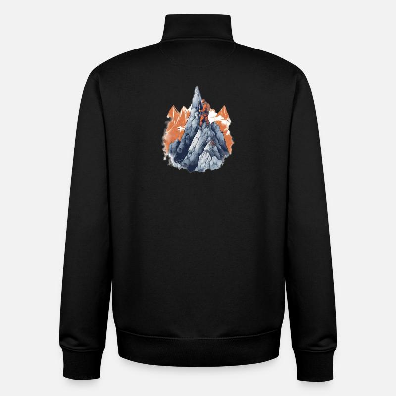Alpinistes grimpant au sommet - Sweat zippé unisexe en coton bio Stanley/Stella - noir