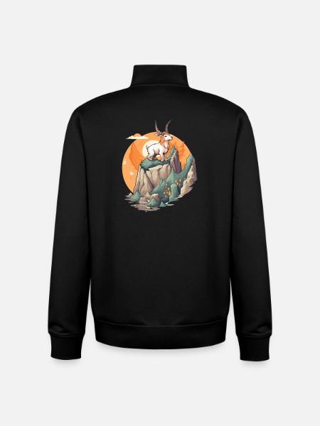 Gartenfreund Ziege auf Bergspitze - Unisex Organic Zip Sweatshirt von Stanley/Stella - Schwarz