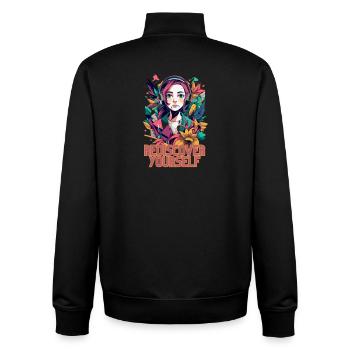 Rediscover Yourself- Trendy Aesthetic Graphic - Unisex Organic Zip Sweatshirt von Stanley/Stella - Schwarz - Hinten - AI Model Male 185 light (185cm)