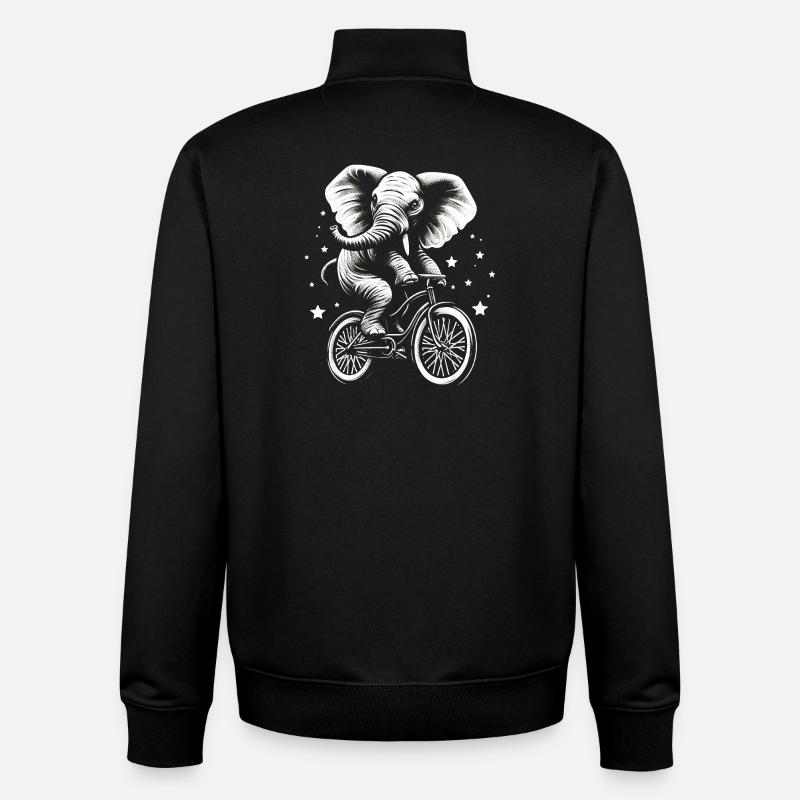 Éléphant sur un vélo - Sweat zippé unisexe en coton bio Stanley/Stella - noir