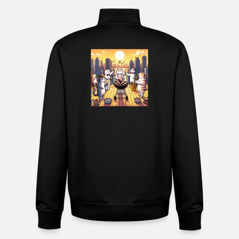 Barbecue pour chat - Sweat zippé unisexe en coton bio Stanley/Stella - noir
