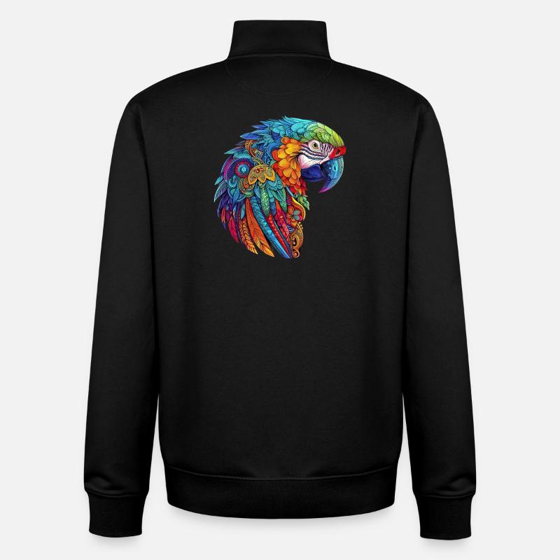 Ara perroquet - Sweat zippé unisexe en coton bio Stanley/Stella - noir