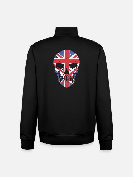 Skull with Union Jack Overlay - Unisex Organic Zip Sweatshirt by Stanley/Stella - black