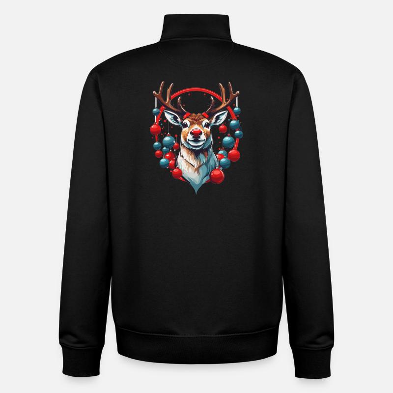 Rentier mit Weihnachtskugeln - Unisex Organic Zip Sweatshirt von Stanley/Stella - Schwarz