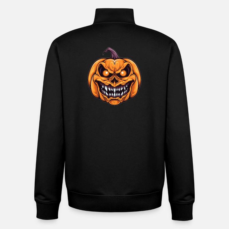 Spooky Halloween pumpkin with face - Unisex Organic Zip Sweatshirt by Stanley/Stella - black