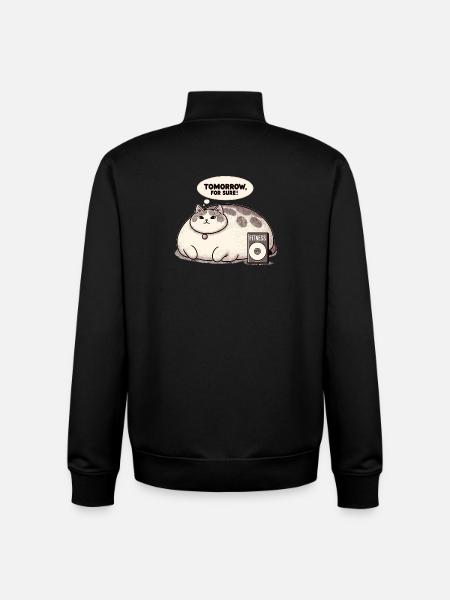 Fitness grouch cat - Unisex Organic Zip Sweatshirt by Stanley/Stella - black
