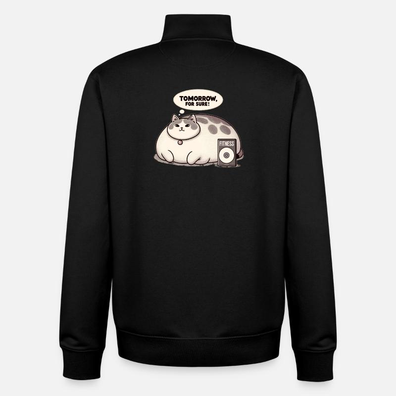 Fitnessmuffel Katze - Unisex Organic Zip Sweatshirt von Stanley/Stella - Schwarz