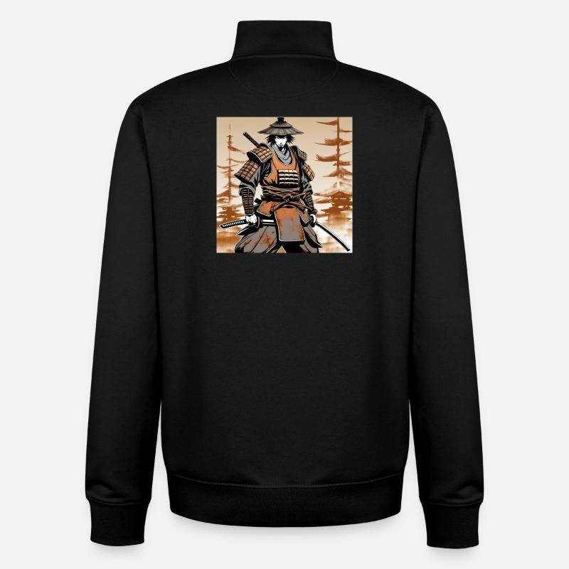 Samurai im Ocker-Rüstungsstil - Unisex Organic Zip Sweatshirt von Stanley/Stella - Schwarz