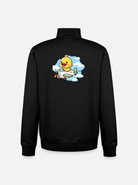 Cute Duck Aviator Design - Unisex Organic Zip Sweatshirt by Stanley/Stella - black