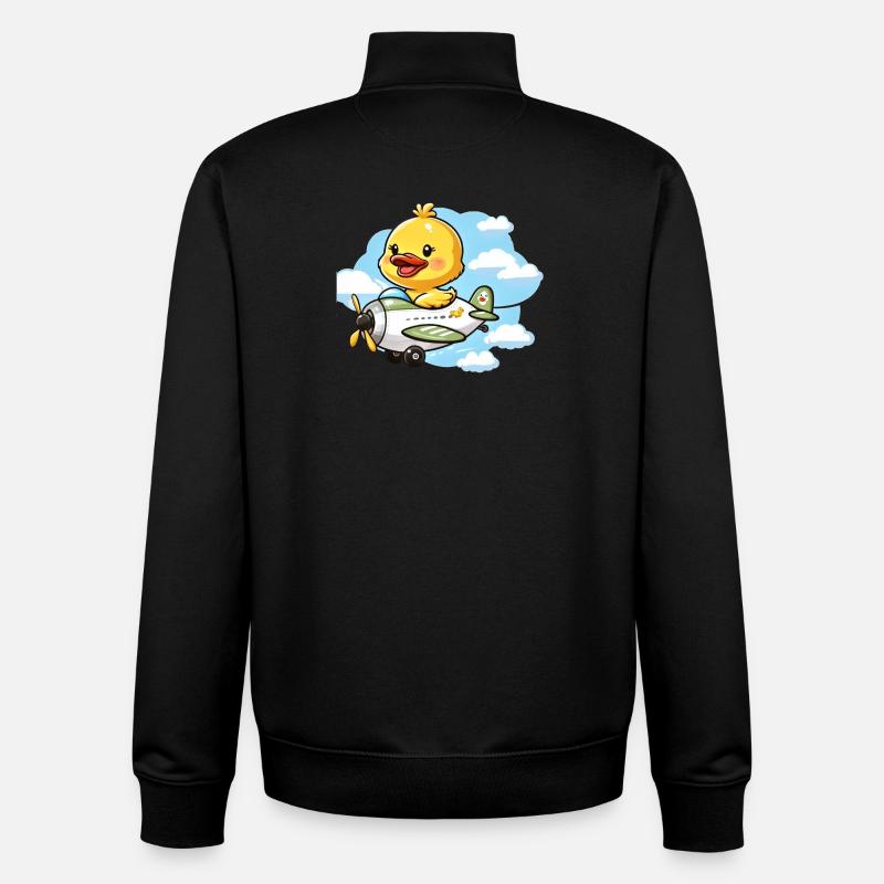 Cute Duck Aviator Design - Unisex Organic Zip Sweatshirt by Stanley/Stella - black