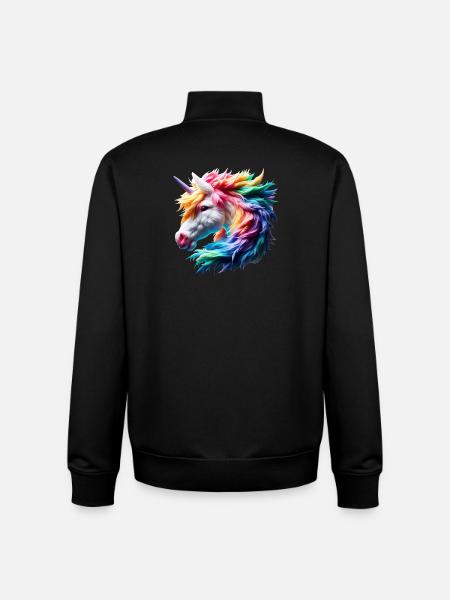 Bunter Einhornkopf - Unisex Organic Zip Sweatshirt von Stanley/Stella - Schwarz