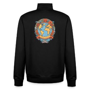 Paix mondiale sur Terre - Sweat zippé unisexe en coton bio Stanley/Stella - noir - Dos - AI Model Male 185 light (185cm)