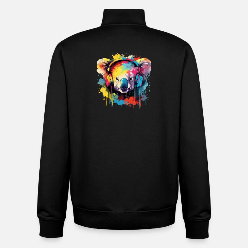 Koala mit Kopfhörer Musik Koala Bär - Unisex Organic Zip Sweatshirt von Stanley/Stella - Schwarz