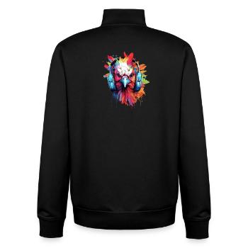 Poulet Coq Avec Casque Musique Poules Poulets - Sweat zippé unisexe en coton bio Stanley/Stella - noir - Dos - AI Model Male 185 light (185cm)