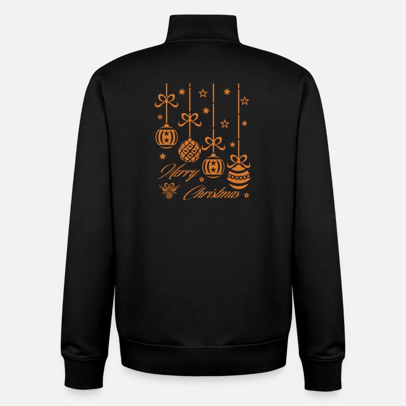 JOYEUX NOËL BOULES DE NOËL - Sweat zippé unisexe en coton bio Stanley/Stella - noir