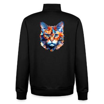 Katze Polygon Katzen Kater Hauskatze Kurzhaar - Unisex Organic Zip Sweatshirt von Stanley/Stella - Schwarz - Hinten - AI Model Male 185 light (185cm)