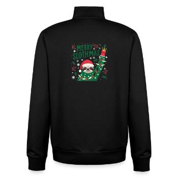 Merry slothmas Chemise animal paresseux de Noël, - Sweat zippé unisexe en coton bio Stanley/Stella - noir - Dos - AI Model Male 185 light (185cm)