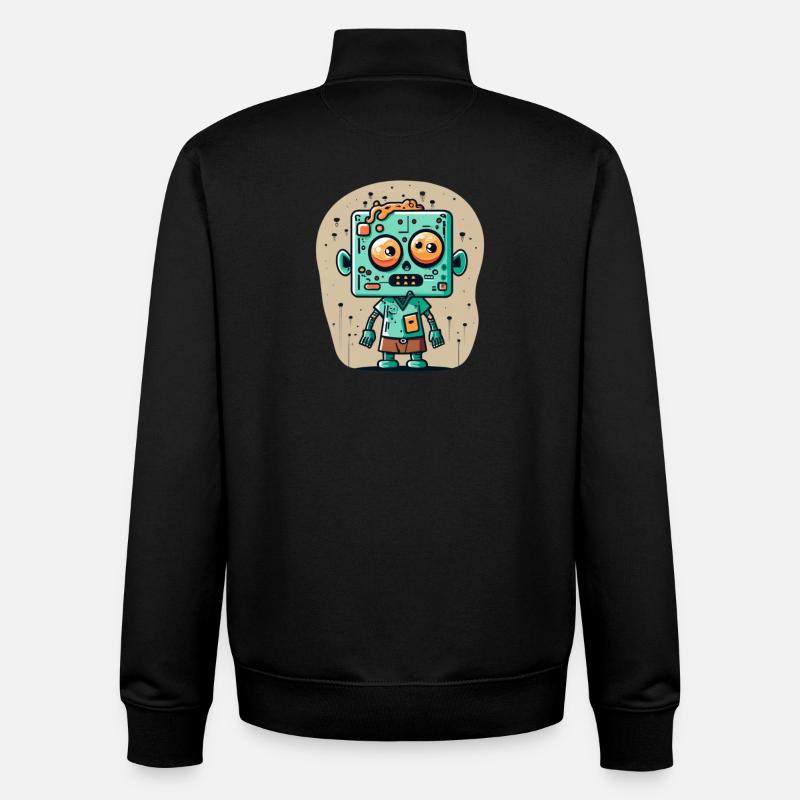 Cute zombie with a square head - Unisex Organic Zip Sweatshirt by Stanley/Stella - black