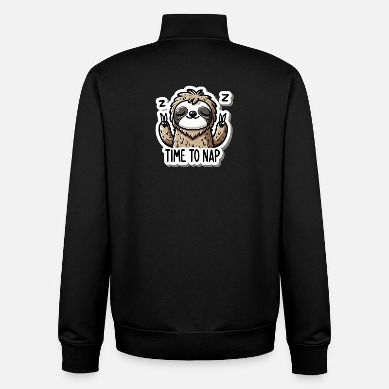 Time to Nappen Sloth Sticker - Unisex Organic Zip Sweatshirt by Stanley/Stella - black