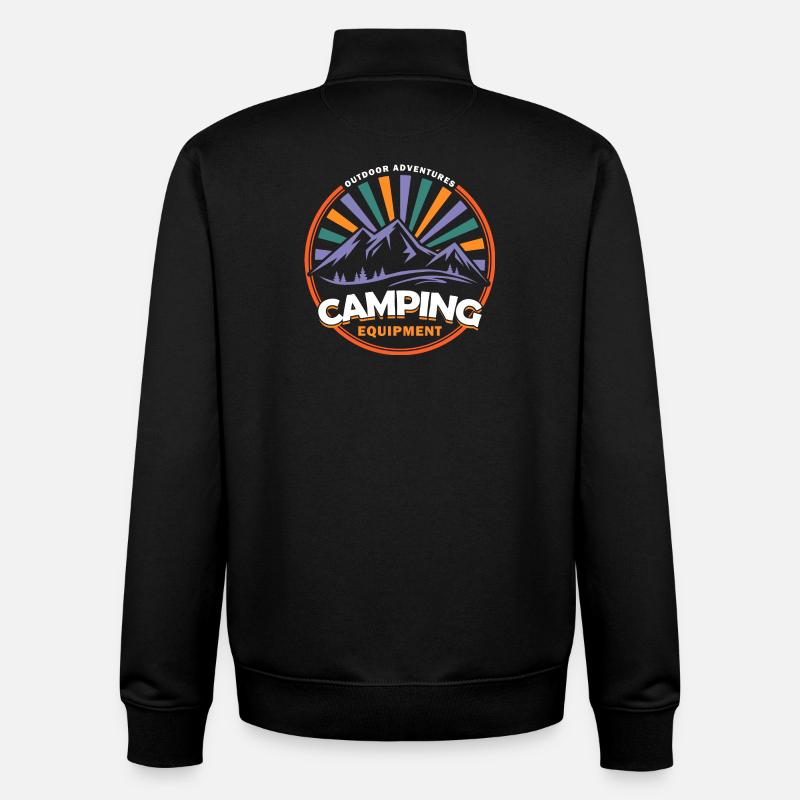Outdoor Adventures - Camping Equipment - Unisex Organic Zip Sweatshirt by Stanley/Stella - black