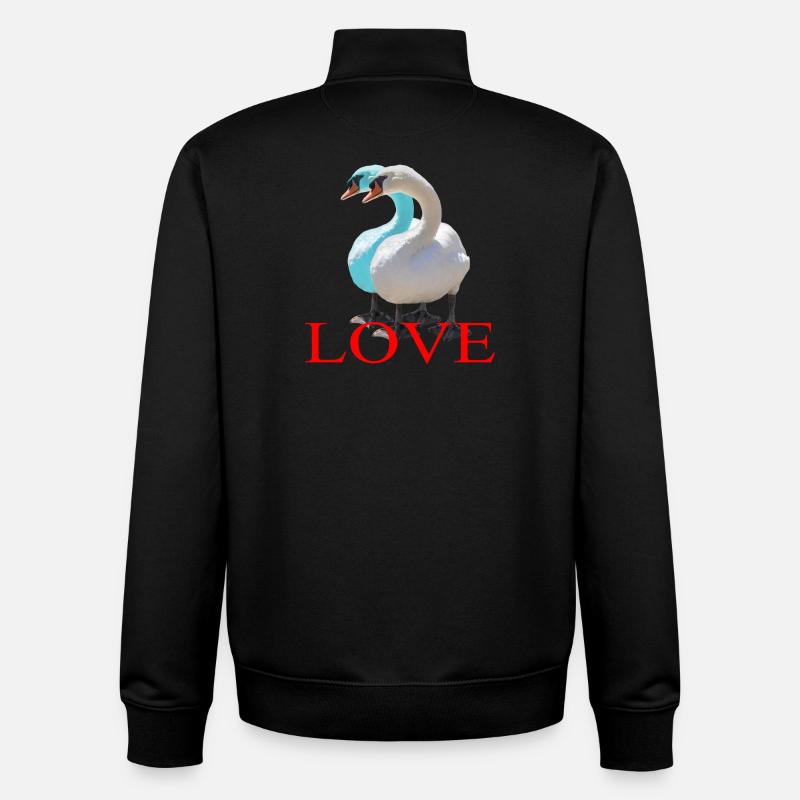 Schwanen-Duo mit Herzform - Unisex Organic Zip Sweatshirt von Stanley/Stella - Schwarz
